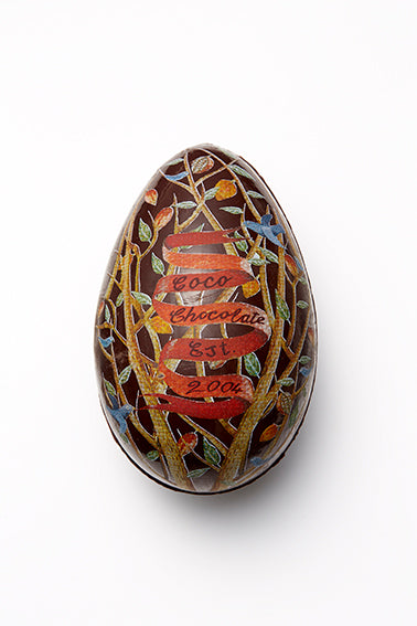 Art Series Easter Egg by Coco Chocolate artisan chocolate egg with cacao butter painted art detail