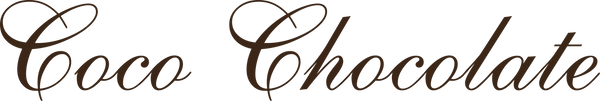 artisan handmade chocolate wordmark in brown cursive lettering on a black background