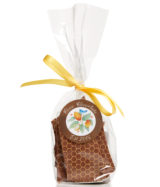 Honeycomb Shards Coco Chocolate milk chocolate artisan chocolate shards, wrapped in clear cellophane with a gold ribbon