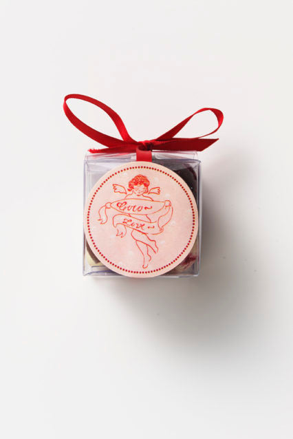 Hearts Raspberry Single Cube by Coco Chocolate artisan chocolate coco chocolate sydney chocolate in ribboned cube form