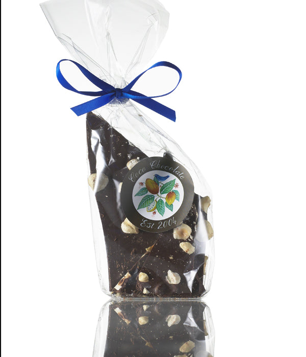 Hazelnut and Seasalt Shards by Coco Chocolate artisan chocolate shards with roasted hazelnuts and sea salt
