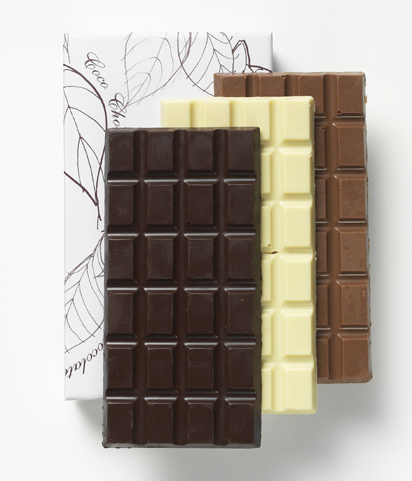 Milk Chocolate Bar by Coco Chocolate, artisan chocolate and coco chocolate, smooth texture in milk and dark bars