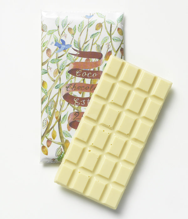 White Chocolate Bar by Coco Chocolate, artisan chocolate, creamy texture with 100 organic cocoa butter