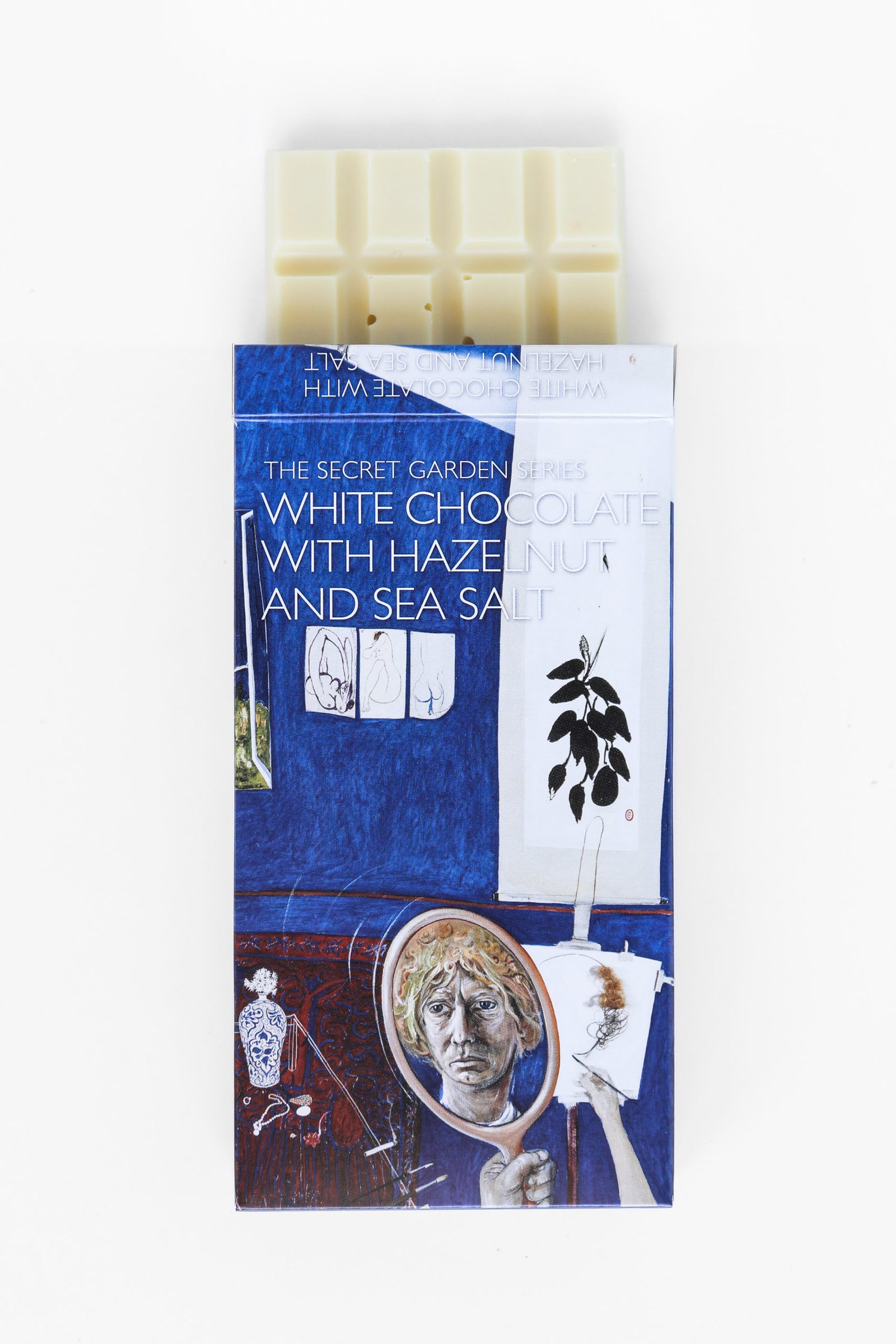 Secret Garden White Hazelnut Seasalt by Coco Chocolate coco chocolate bar, hand-tempered on marble