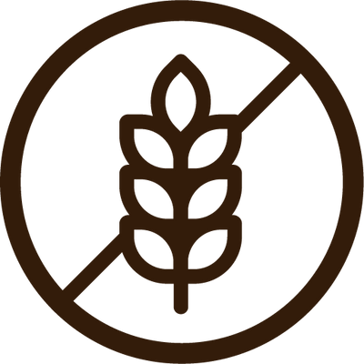 Handmade artisan chocolate symbol with three leaf sprigs in a circular emblem, brown on white.